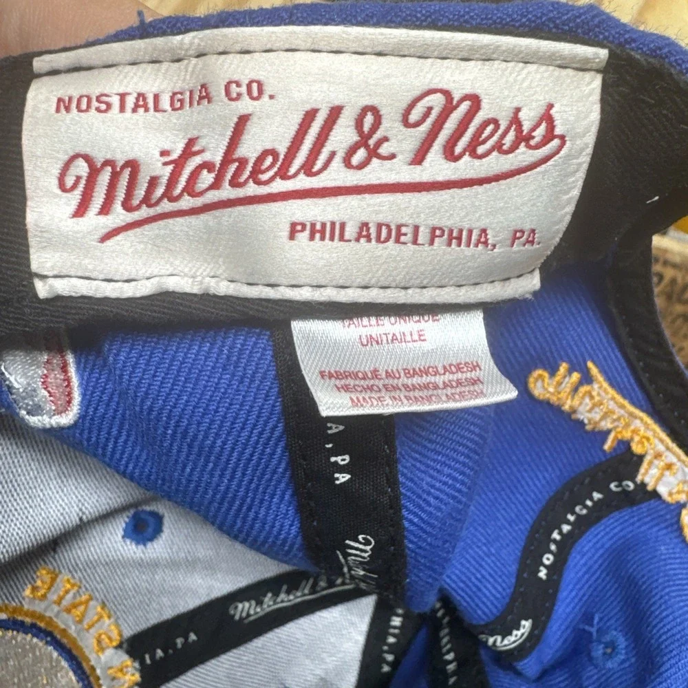 Golden State‎ Warriors Snapback Hat Blue Yellow Mitchell & Ness Embroidered